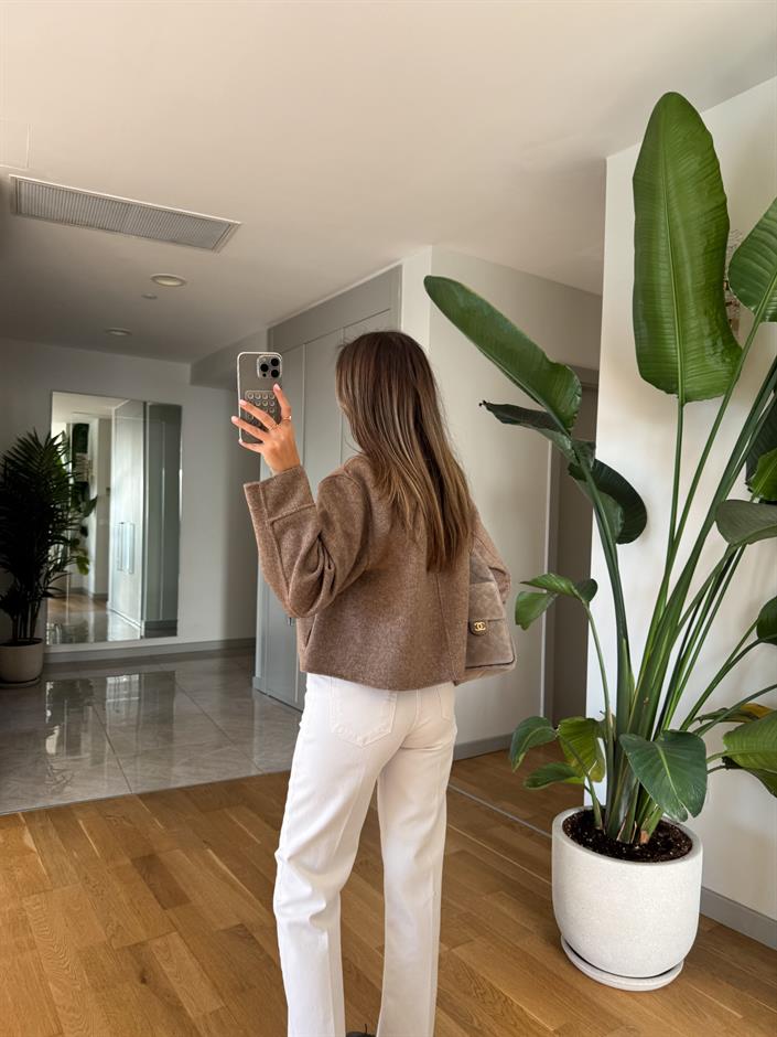 El Yapımı Özel Seri Kaşe Kısa Ceket - Kahve