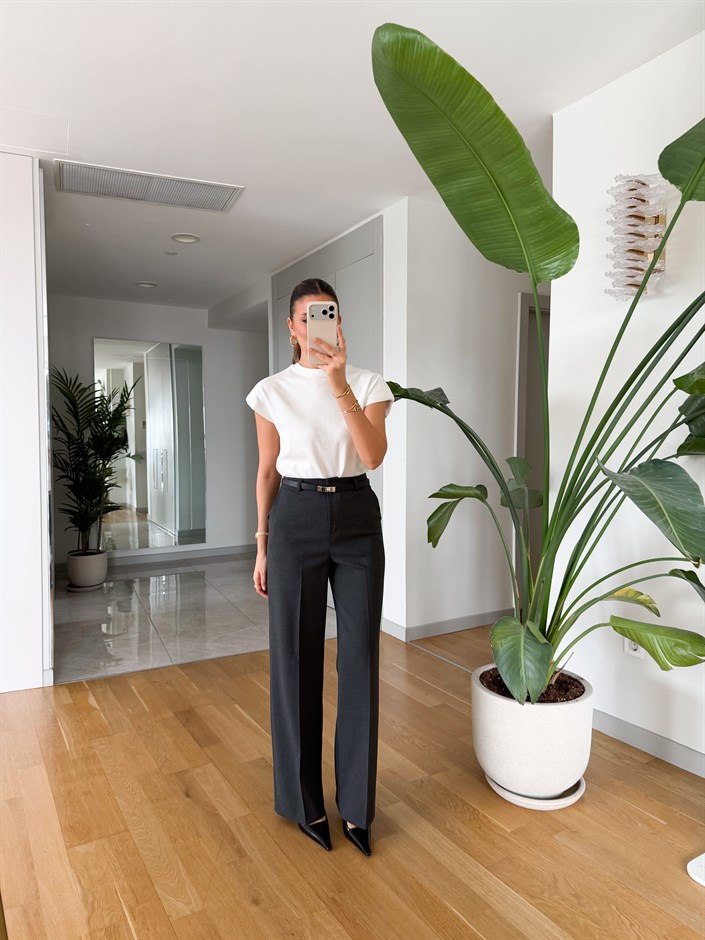 Eleanor Geniş Paça Pantolon - Antrasit