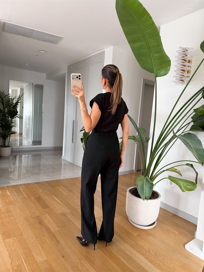 Eleanor Geniş Paça Pantolon - Siyah