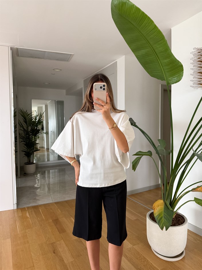 Elena Pelerin Kol T-shirt - Ekru