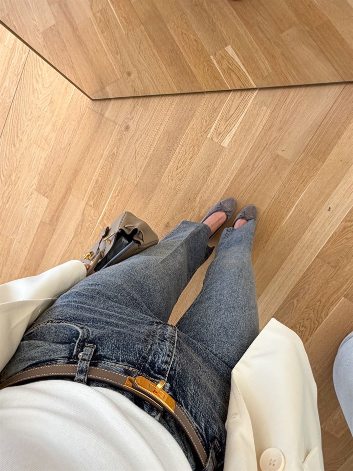 Elina Yüksek Bel Kesik Paça Jean - Eskitme Mavi 