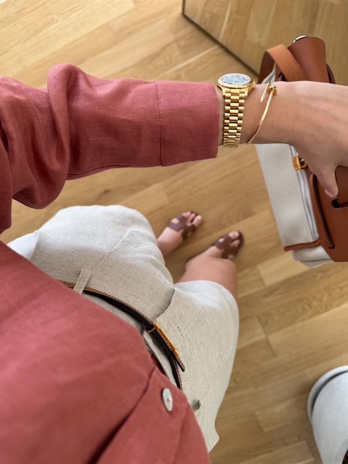 Ella Pamuk Keten Gömlek- Gül Kurusu