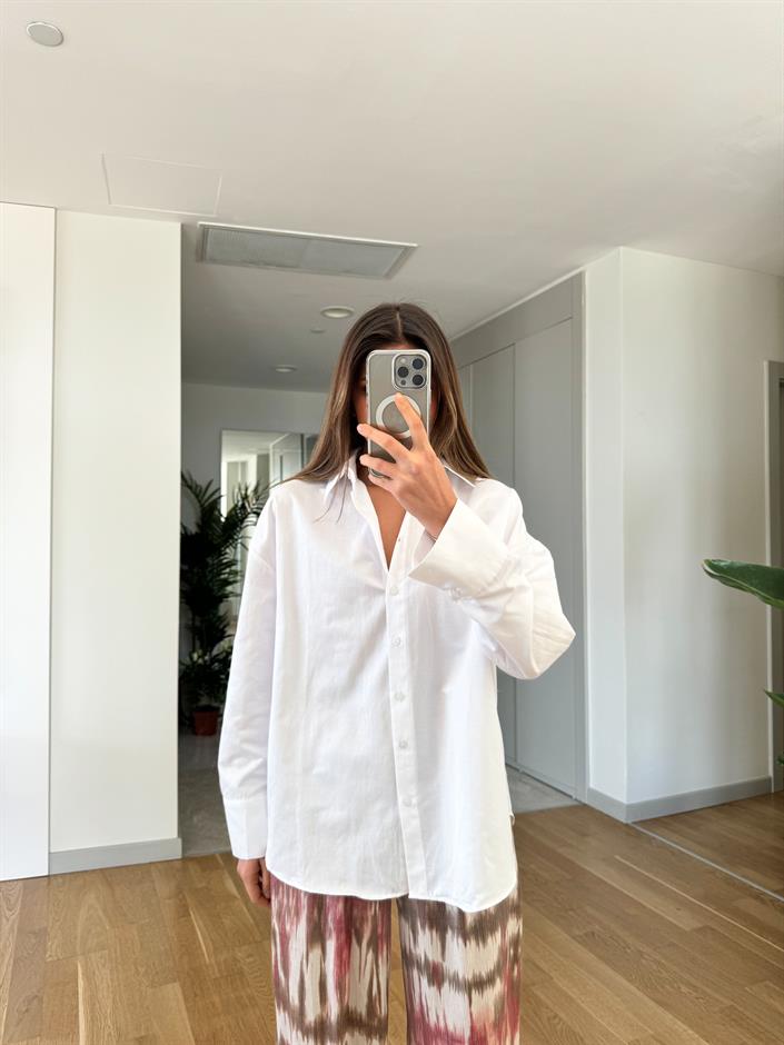 Elvis Beyaz Pamuklu Gömlek