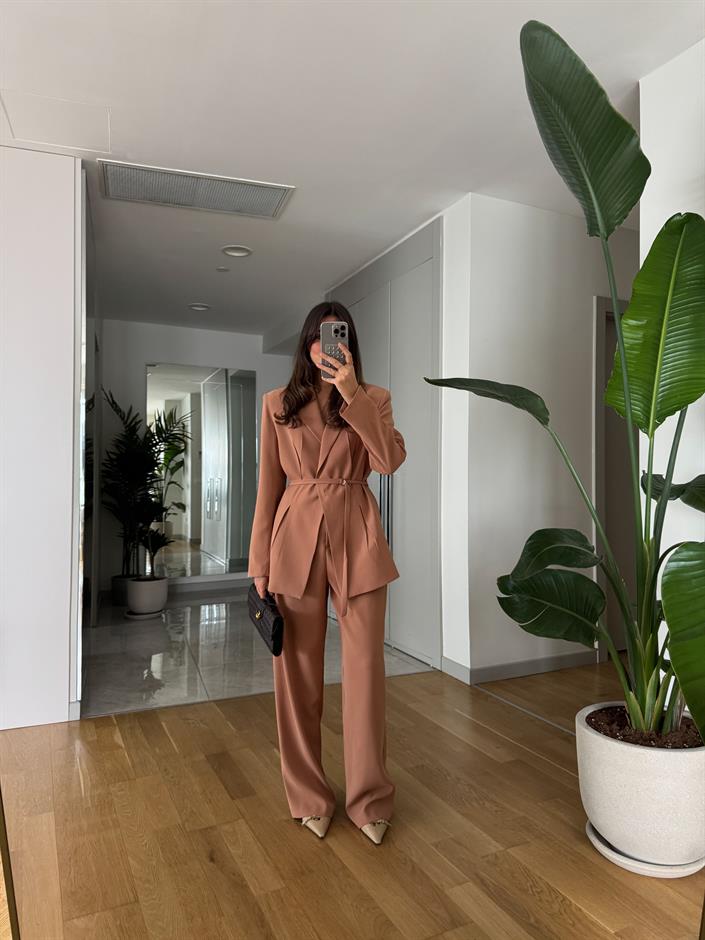 Emily Premium Palazzo Pantolon- Mocha Mousse