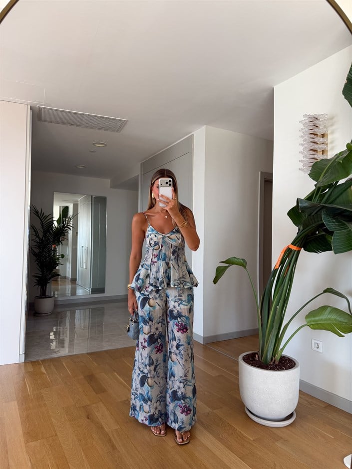Empirme Askılı Bluz Pantolon Takım - Lacivert
