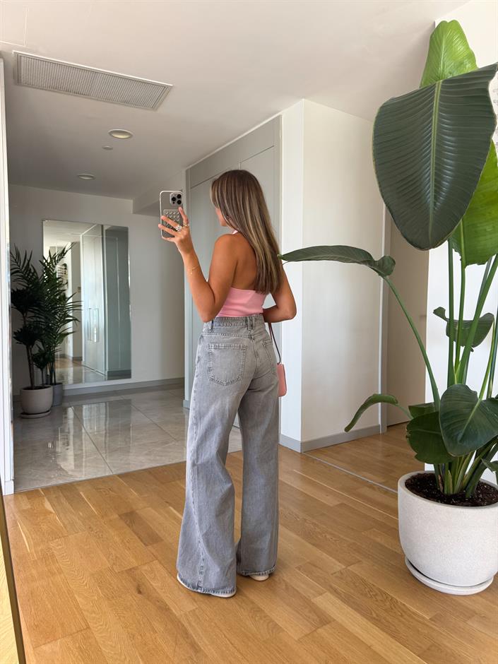 Zr İspanyol Kesim Jean - Açık Gri