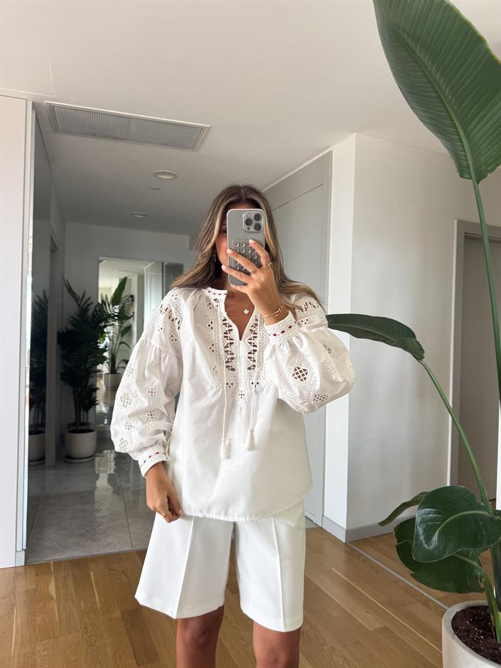 EsQ Poplin Nakışlı Gömlek