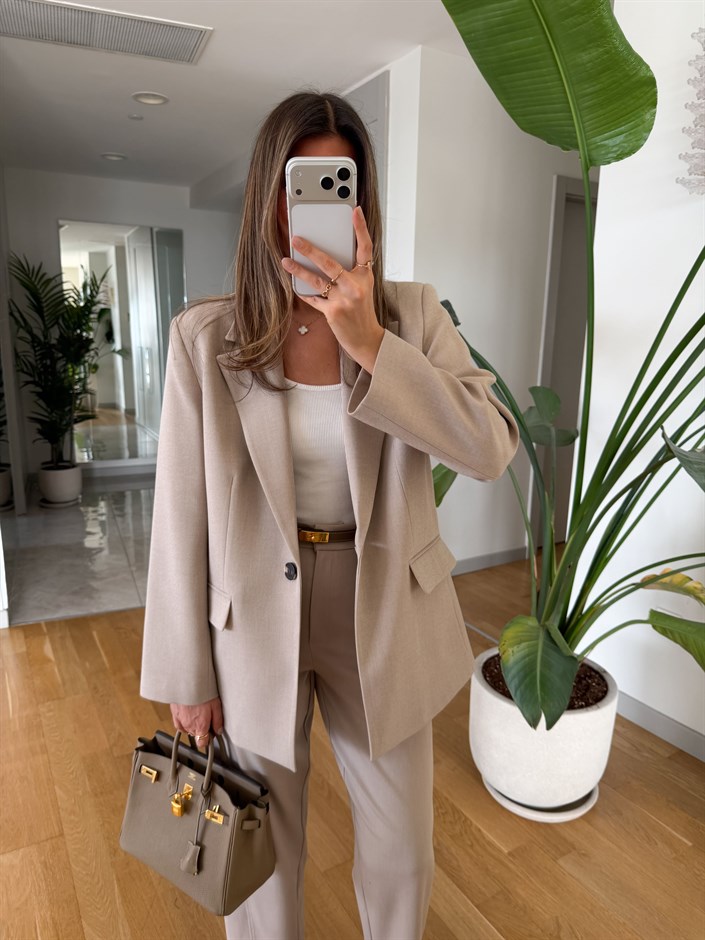 Esso Kapak Cepli Blazer Ceket - Taş