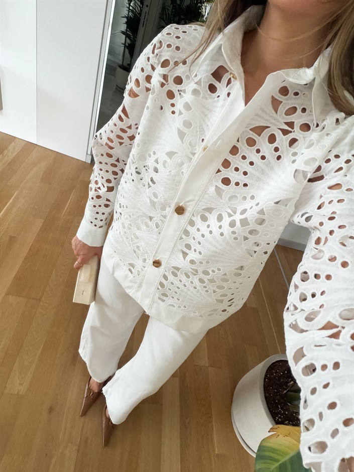 Fistolu Tasarım Ceket - Ekru 