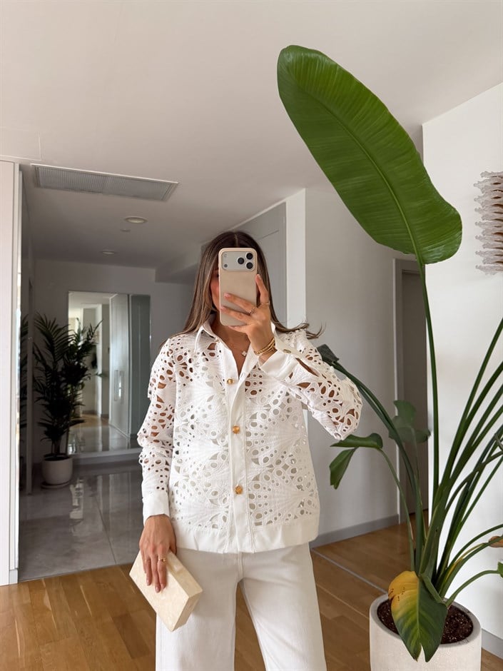 Fistolu Tasarım Ceket - Ekru 