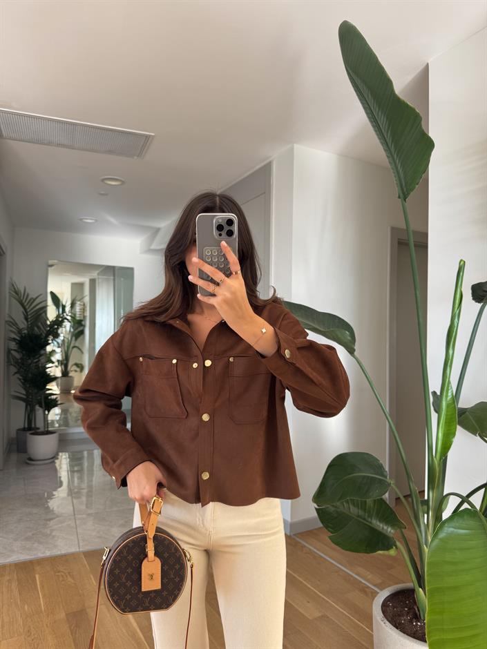 Fk Nubuk Gold Düğmeli Gömlek-Kahve