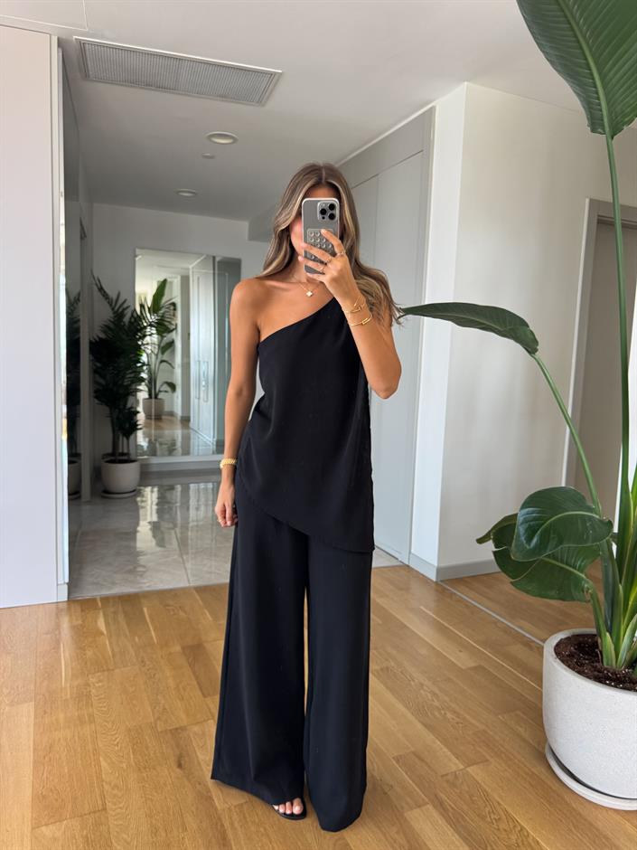 Flo Tek Kol Bluz Pantolon Takım - Siyah