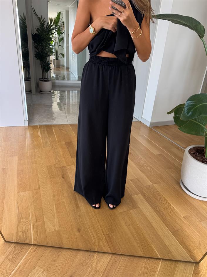 Flo Tek Kol Bluz Pantolon Takım - Siyah