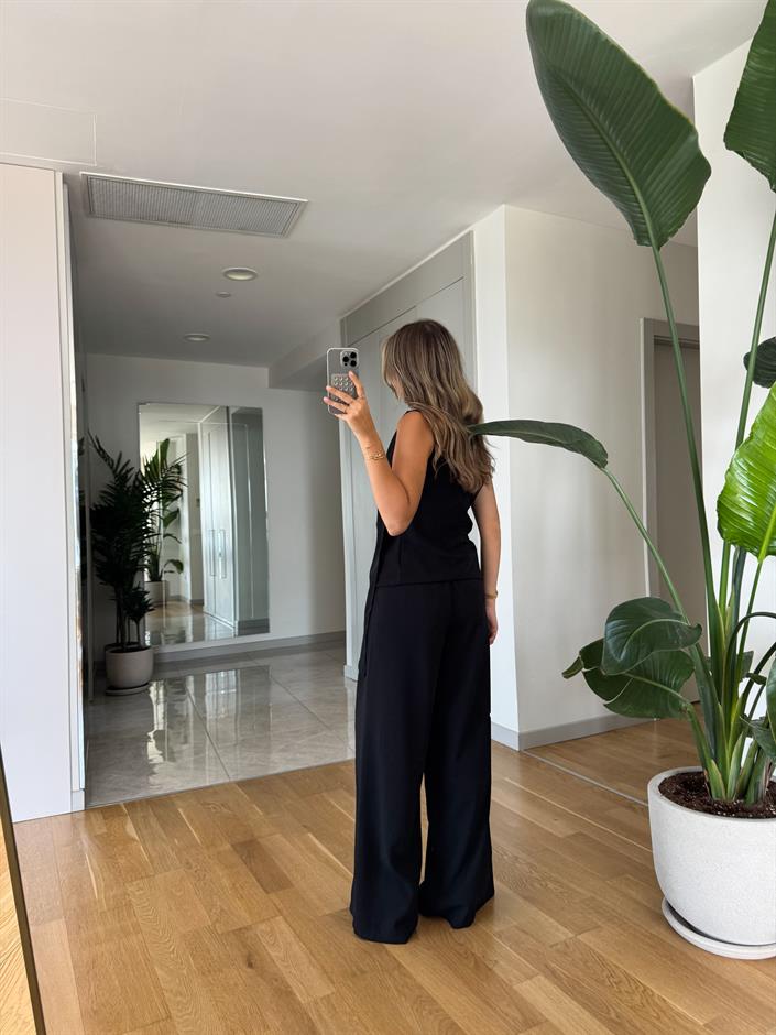 Flo Tek Kol Bluz Pantolon Takım - Siyah