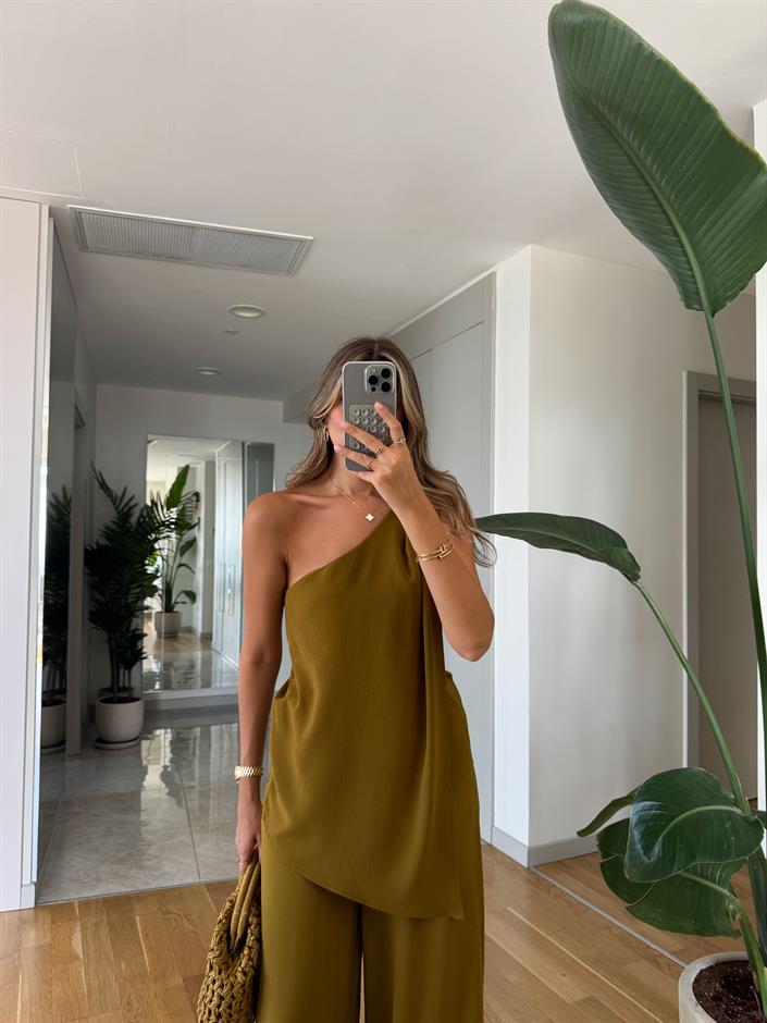 Flo Tek Kol Bluz Pantolon Takım - Yağ Yeşili