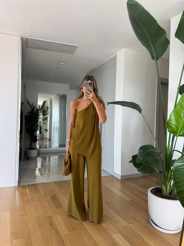 Flo Tek Kol Bluz Pantolon Takım - Yağ Yeşili