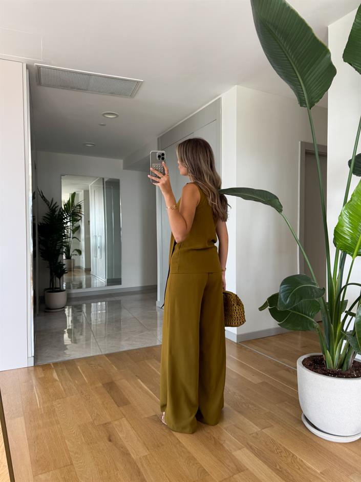 Flo Tek Kol Bluz Pantolon Takım - Yağ Yeşili