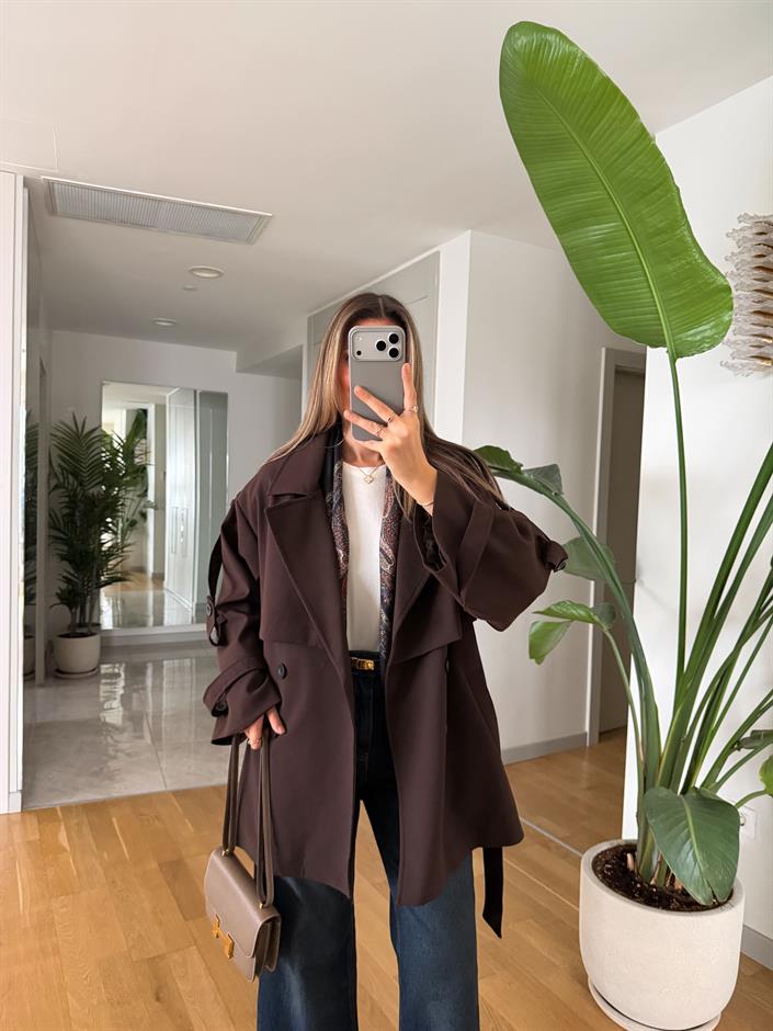 Fp Kısa Trençkot - Kahve