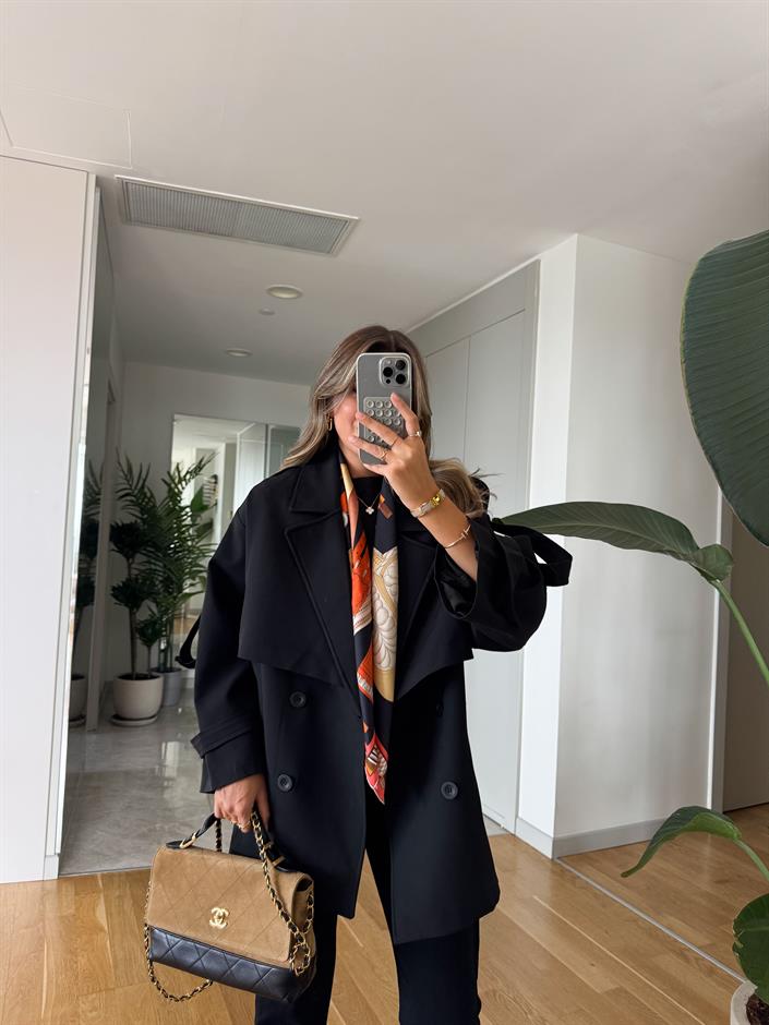 Fp Kısa Trençkot - Siyah