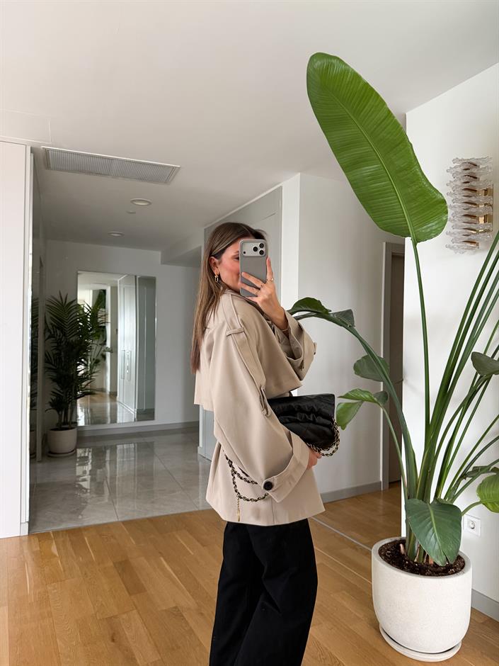 Fp Kısa Trençkot - Taş