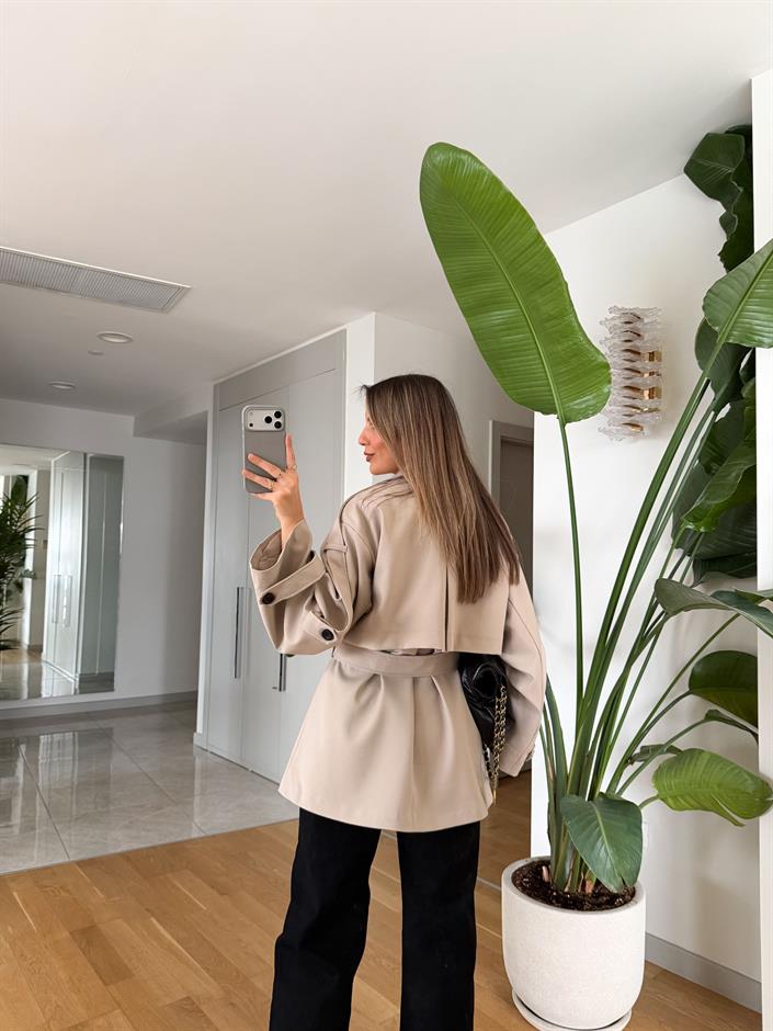 Fp Kısa Trençkot - Taş