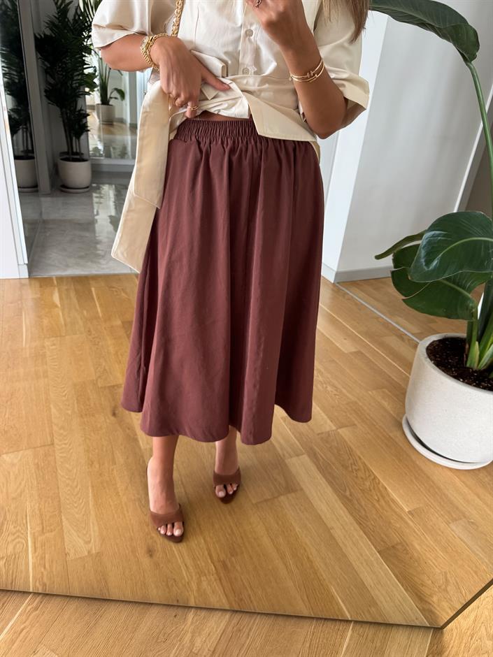 Gaby Beli Lastikli Tensel Etek -Kiremit