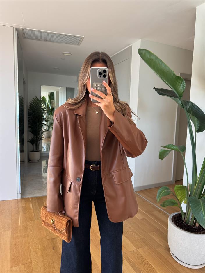 Georg Kapak Cepli Deri Ceket - Kahve