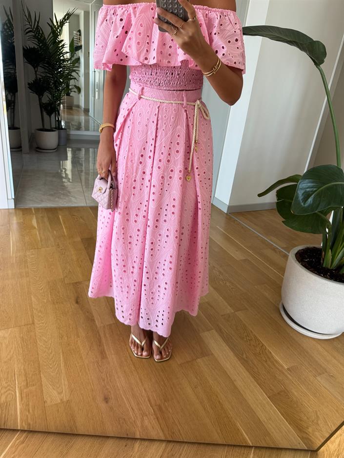 Gipeli Bluz Etek Takım -Pembe