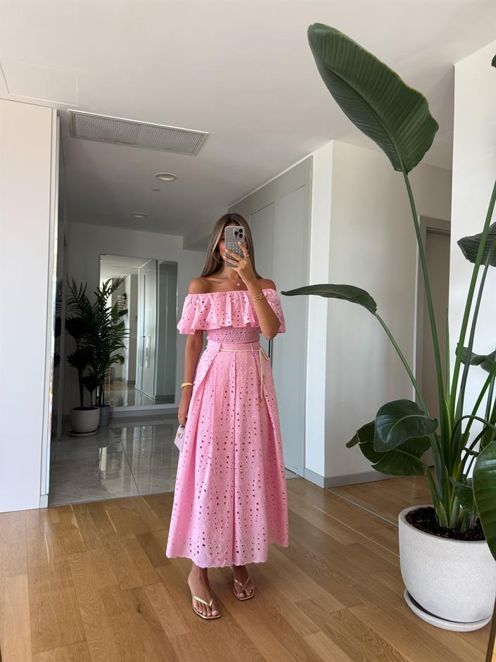 Gipeli Bluz Etek Takım -Pembe