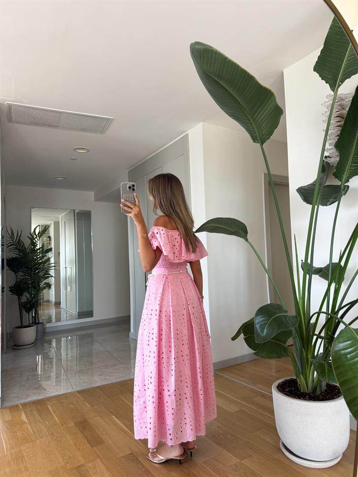 Gipeli Bluz Etek Takım -Pembe