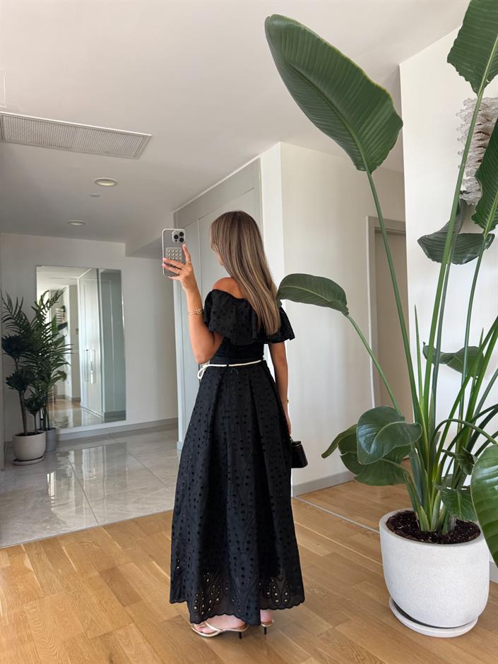 Gipeli Bluz Etek Takım -Siyah