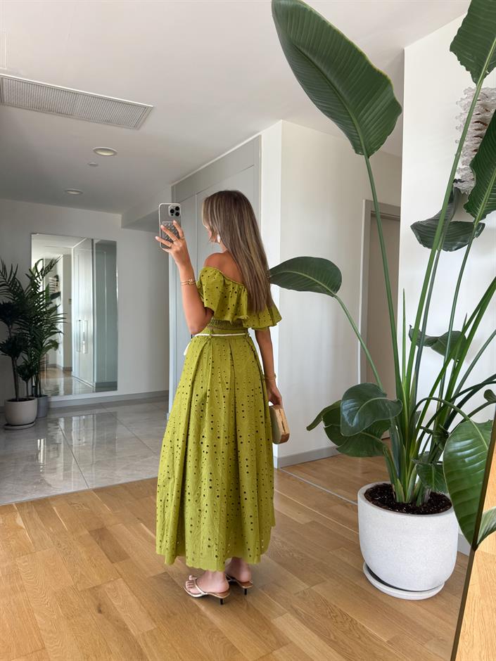 Gipeli Bluz Etek Takım -Yeşil