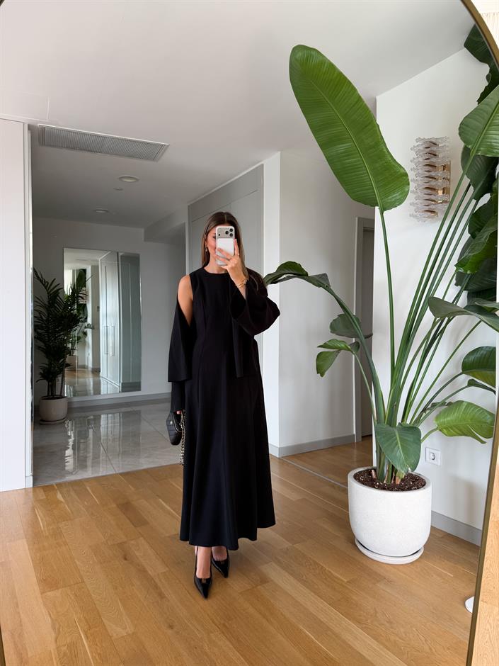 Gipsy Kuşaklı Ceket Elbise Takım - Siyah