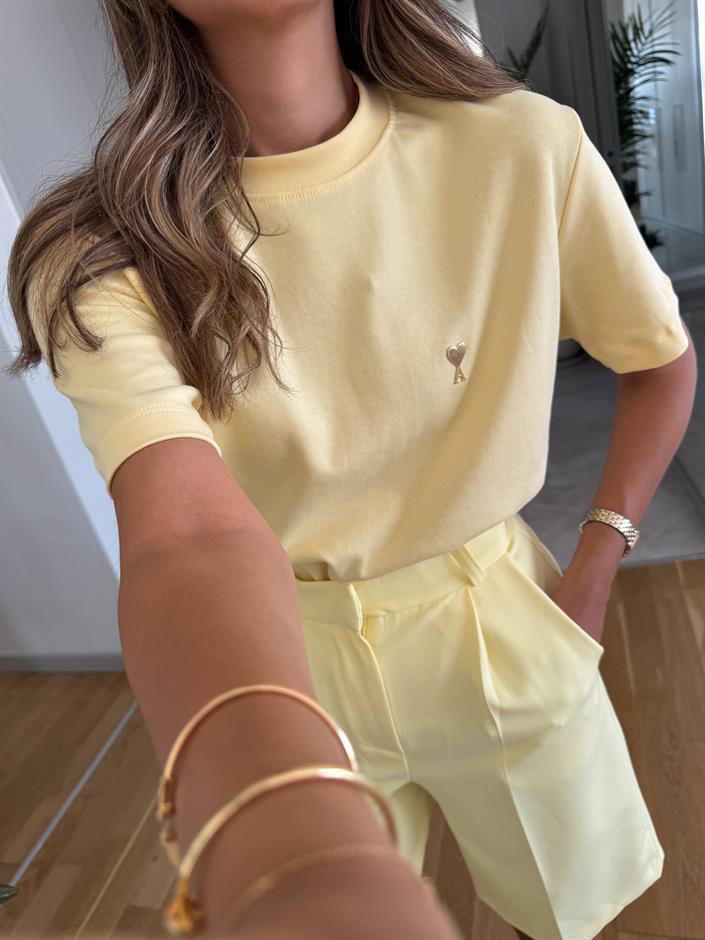 Gold Ami Yazılı Basic Tişört - Sarı