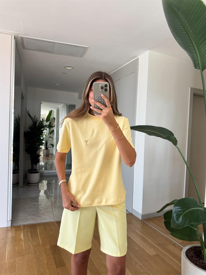 Gold Ami Yazılı Basic Tişört - Sarı