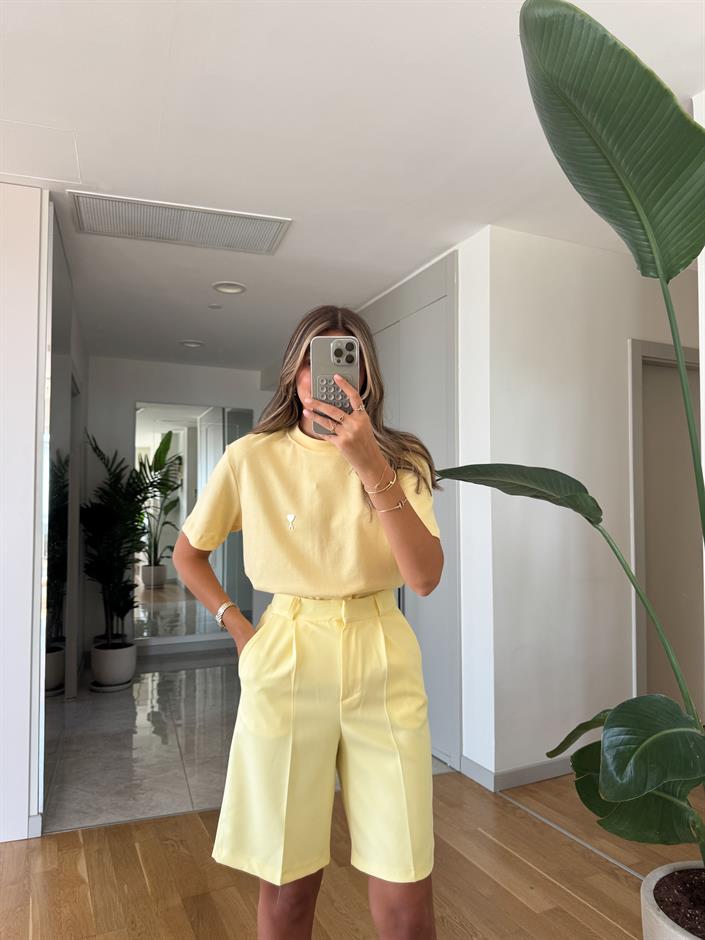 Gold Ami Yazılı Basic Tişört - Sarı