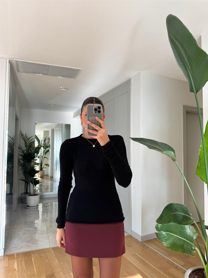 Hafif Transparan Ajurlu Kazak- Siyah