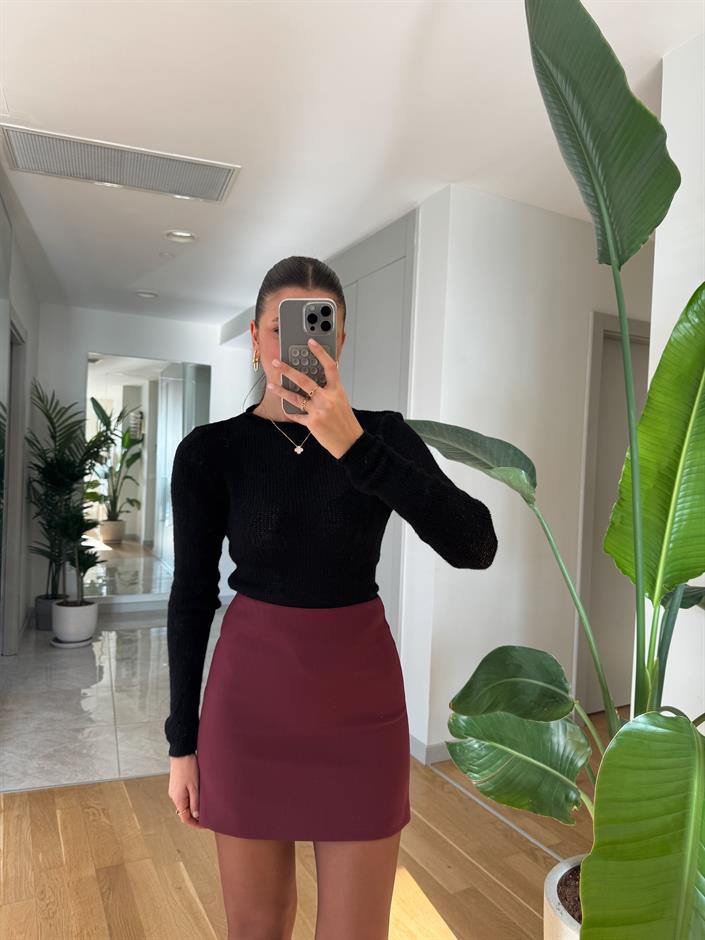 Hafif Transparan Ajurlu Kazak- Siyah