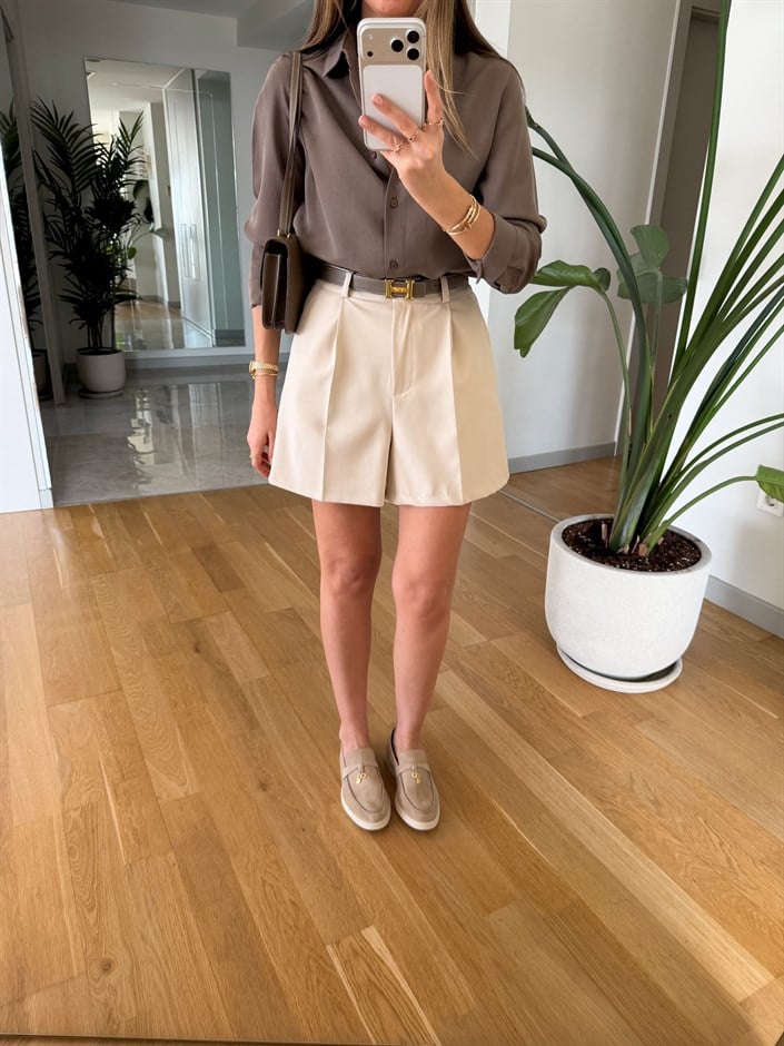 Hailey Şehir Boy Şort - Taş