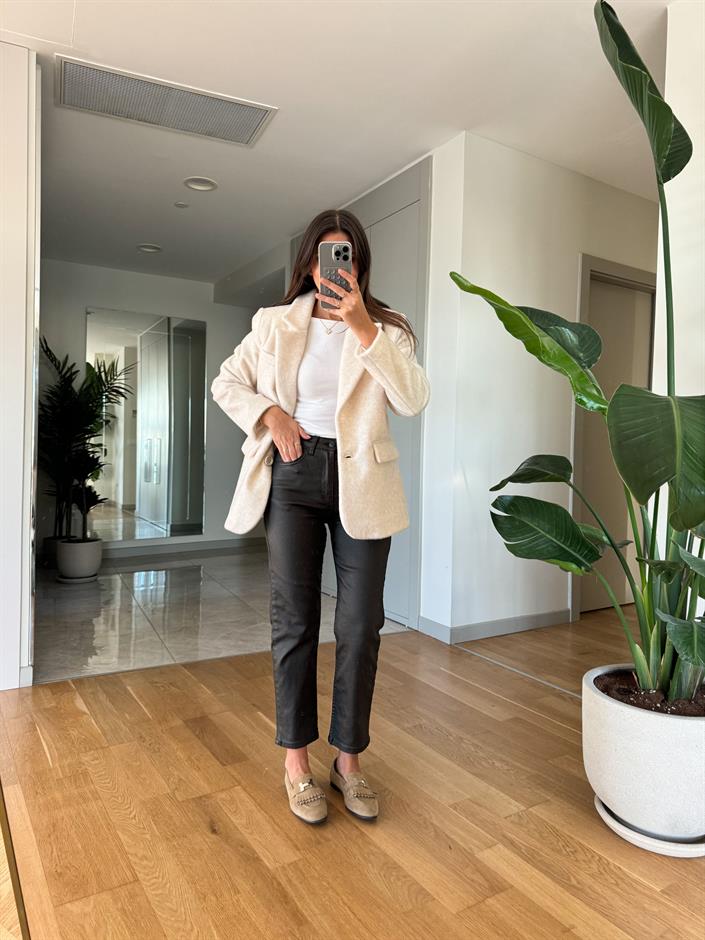 Haki Boyfit Kaplama Jean