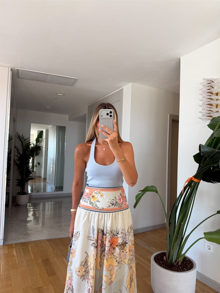Halter Yaka Fitilli Top - Mavi