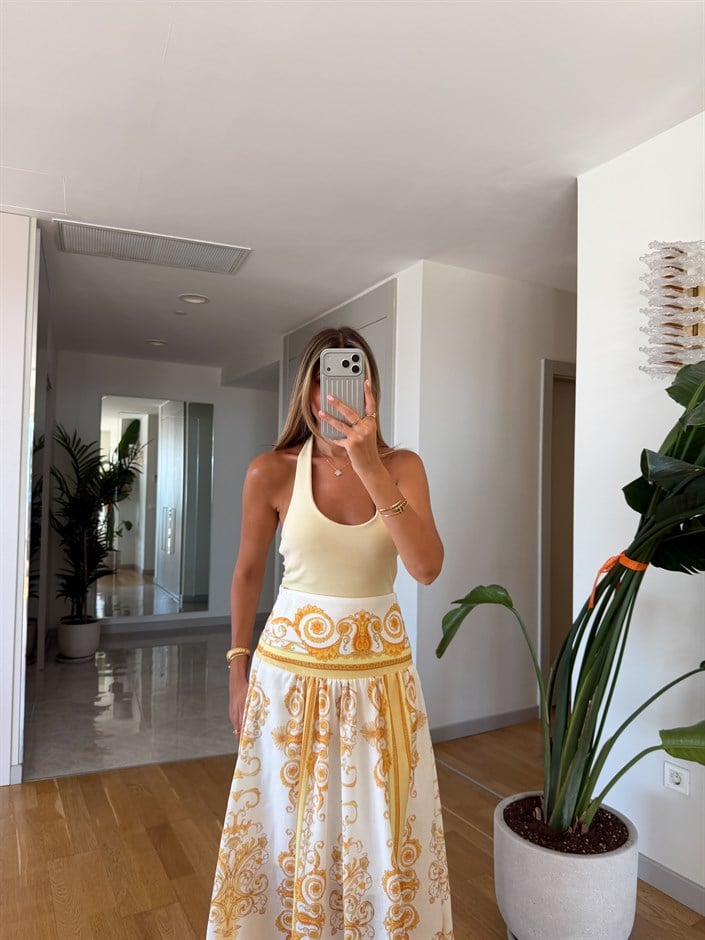 Halter Yaka Fitilli Top - Sarı
