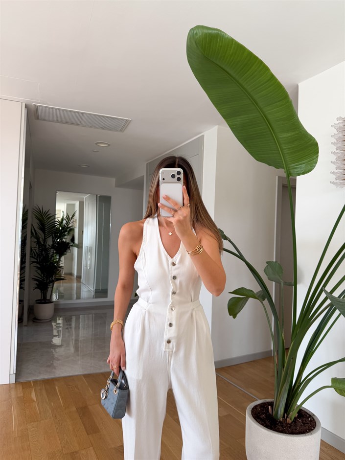 Halter Yaka Tensel Tulum - Beyaz