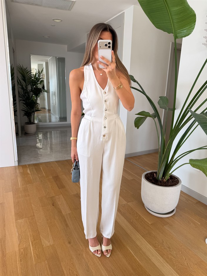 Halter Yaka Tensel Tulum - Beyaz