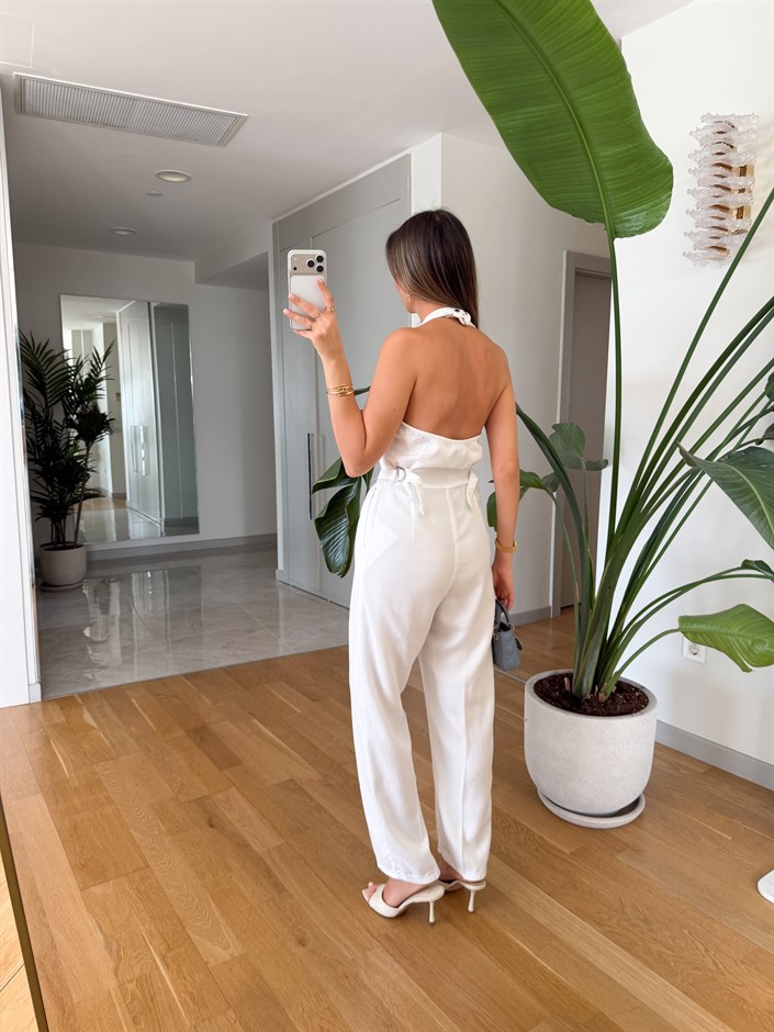 Halter Yaka Tensel Tulum - Beyaz