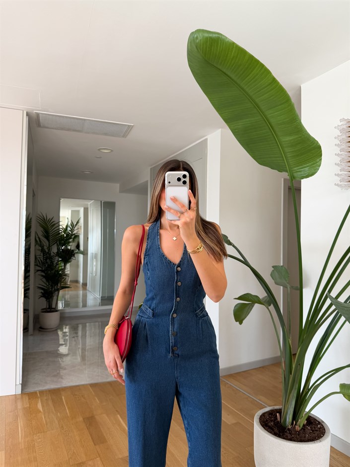 Halter Yaka Tensel Tulum - Mavi