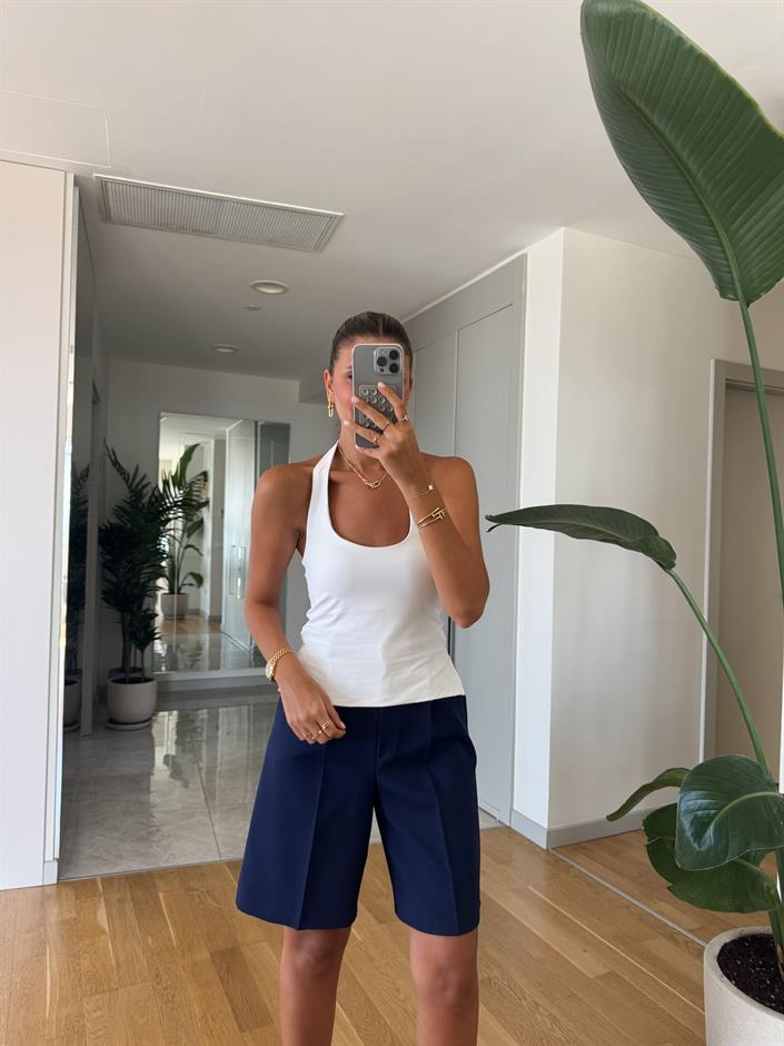 Dilvin Halter Yaka Bluz - Beyaz