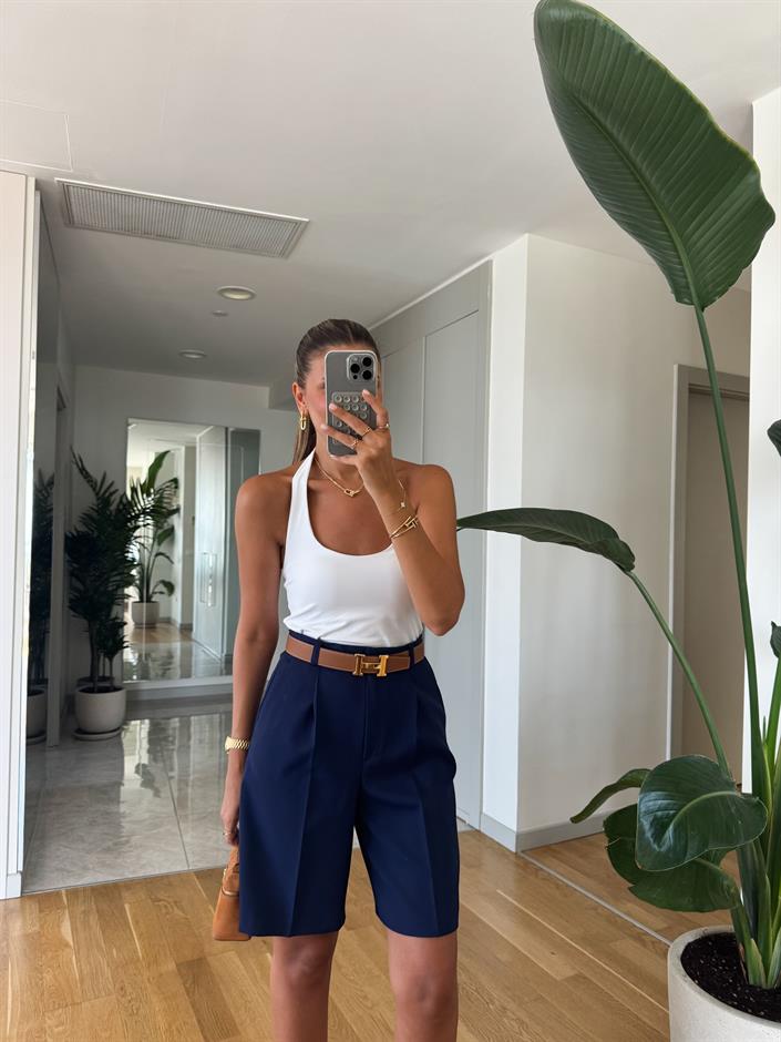 Dilvin Halter Yaka Bluz - Beyaz