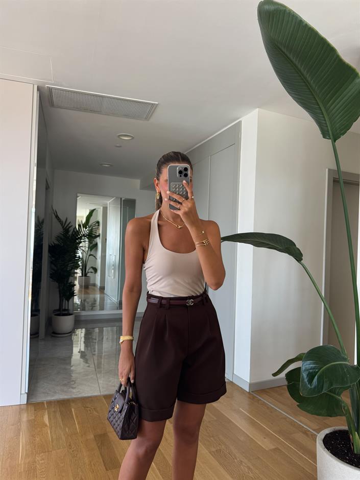 Dilvin Halter Yaka Bluz - Taş