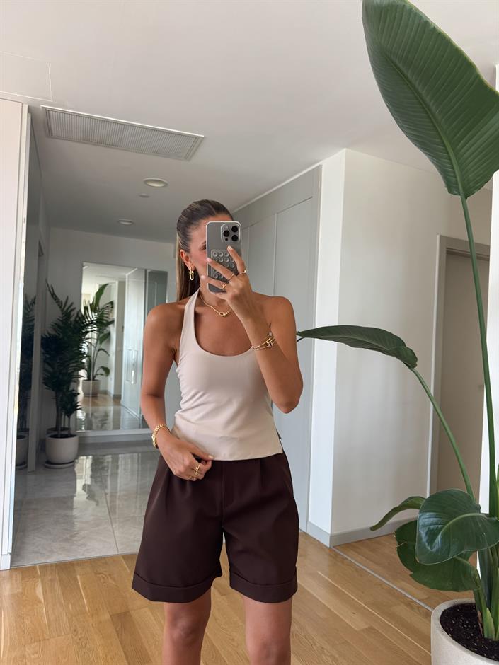 Dilvin Halter Yaka Bluz - Taş